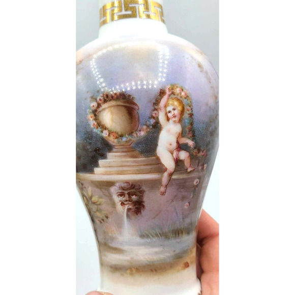 Antique Dresden Hand-Painted Pair of 7 1/4"H Vases. Work of Art. - Picture 13 of 16